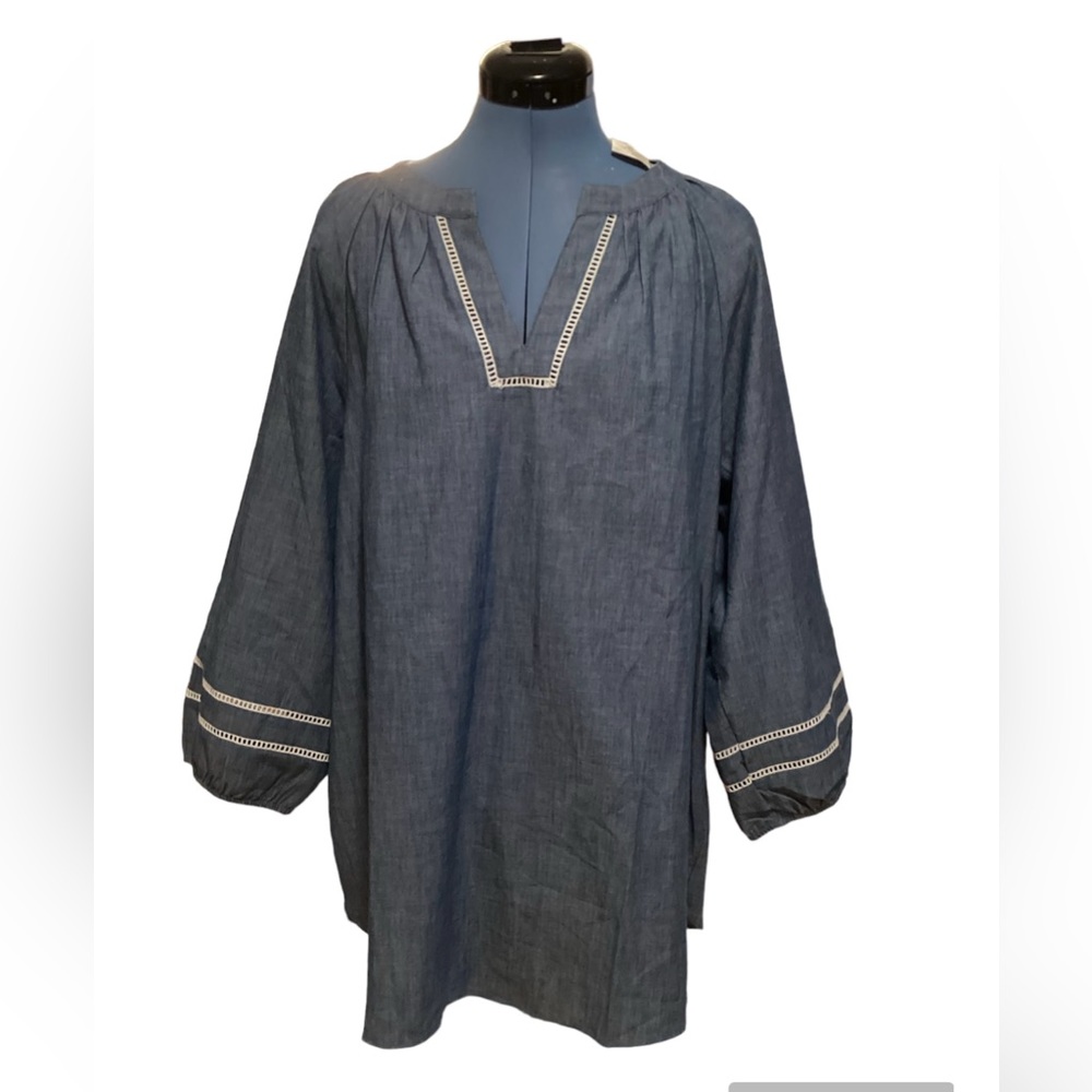 NWT Lands’ End Denim blue cotton tunic Large